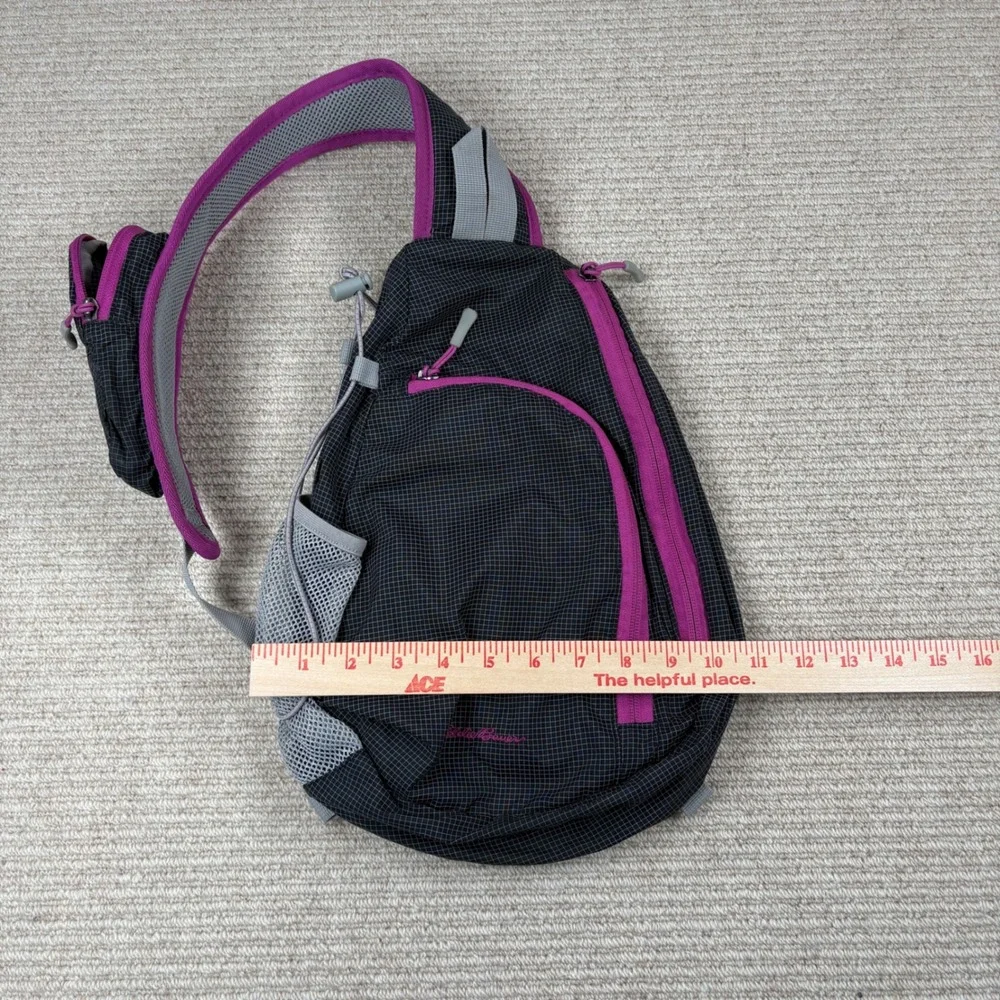 Eddie Bauer Sling Backpack Black Pink Ripstop Gorpcore Hiking Outdoor